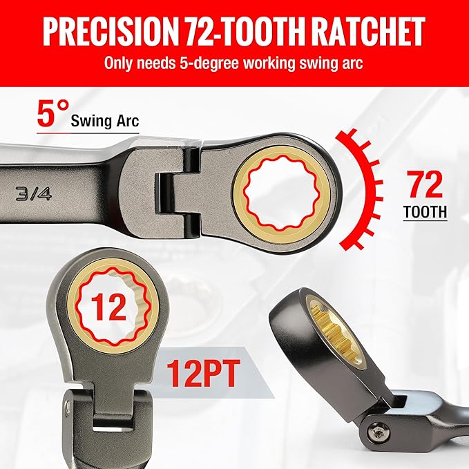 TorqueFlex™ 8-Piece Ratcheting Wrench Set